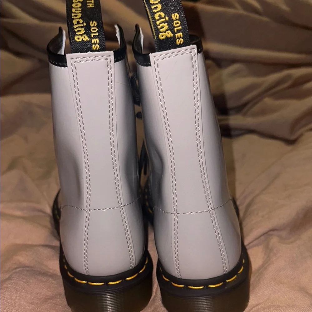 Dr. Martens Gray Combat Boots with Chunky Sole - Picture 5 of 7